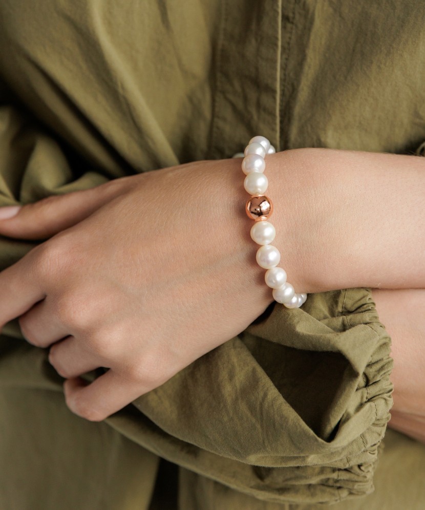 Gilded Sterling silver bracelet with pearls