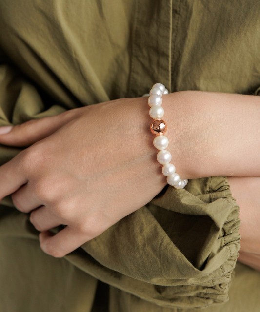 Gilded Sterling silver bracelet with pearls