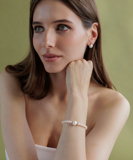 Gilded Sterling silver bracelet with pearls