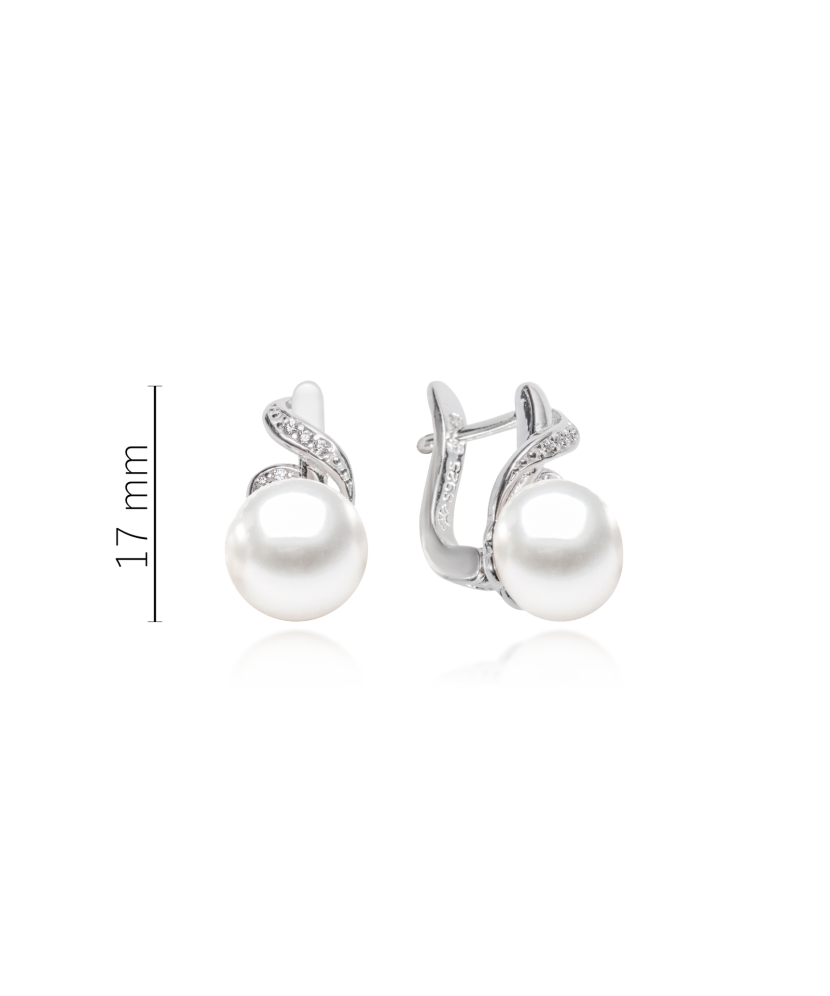 Sterling silver earrings with pearls and zircons