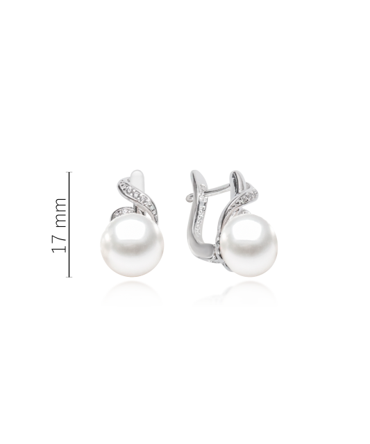 Sterling silver earrings with pearls and zircons