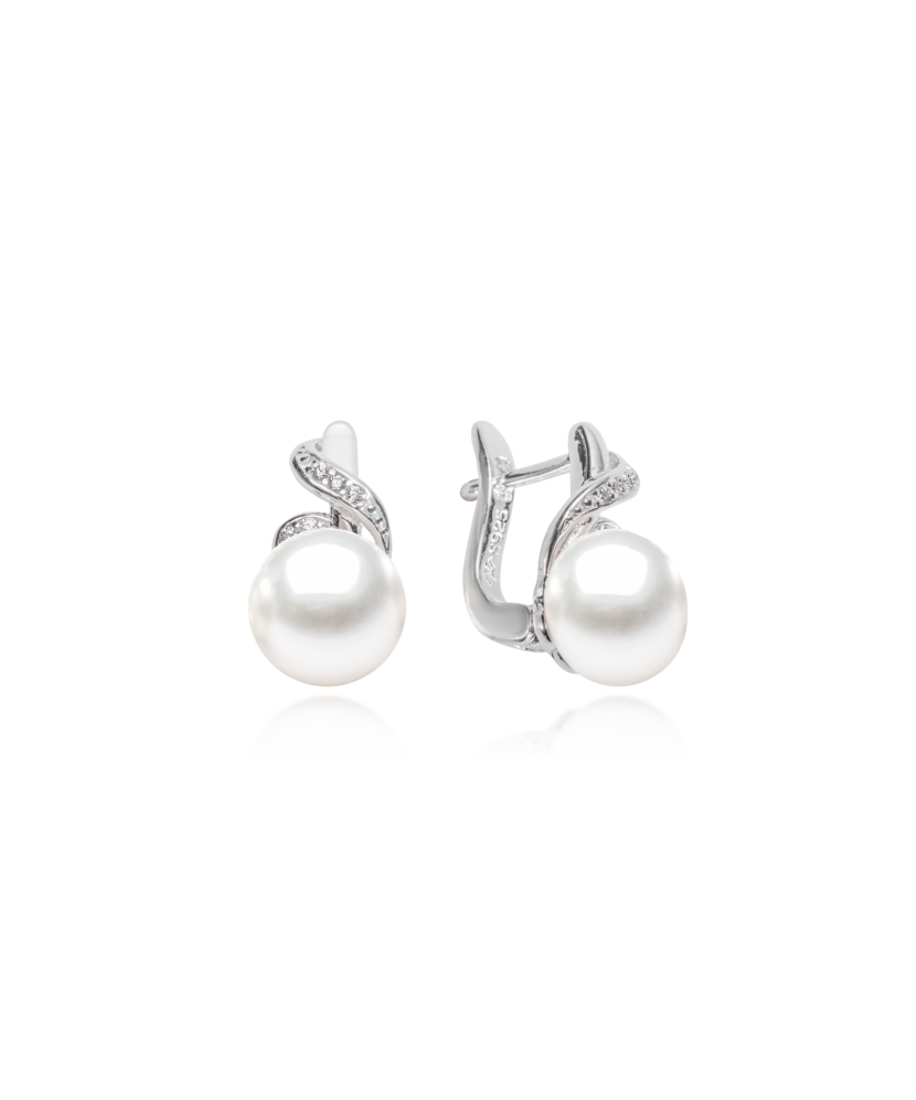 Sterling silver earrings with pearls and zircons