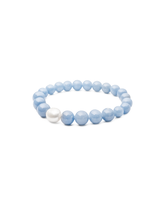 Bracelet with angelite and pearl