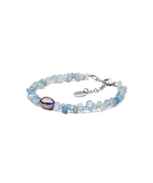Bracelet with aquamarine and pearl