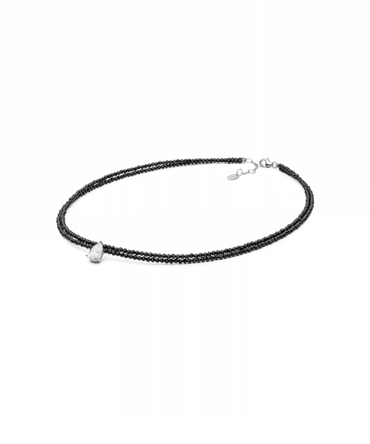 Necklace with spinels, cubic zirconia and silver
