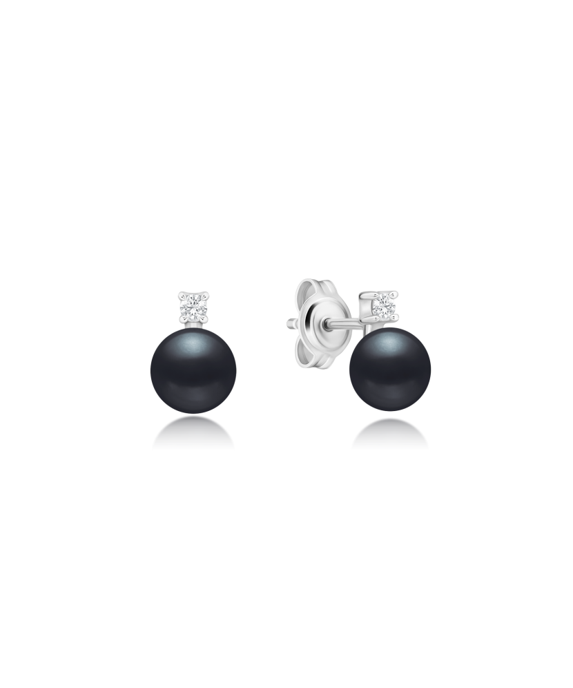Sterling silver earrings with pearls and zircons