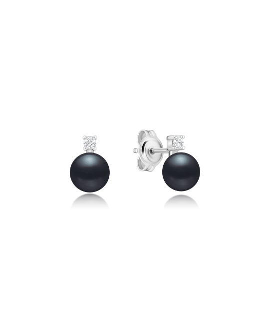 Sterling silver earrings with pearls and zircons