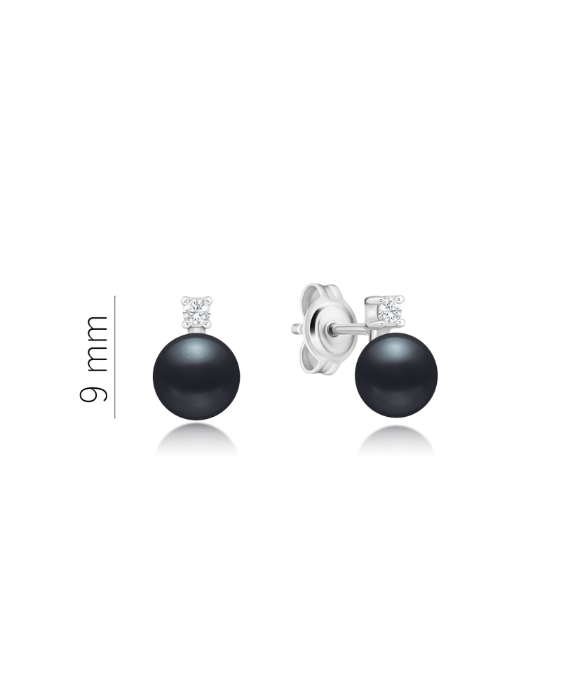 Sterling silver earrings with pearls and zircons