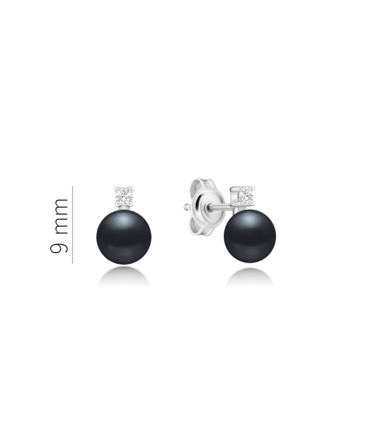 Sterling silver earrings with pearls and zircons