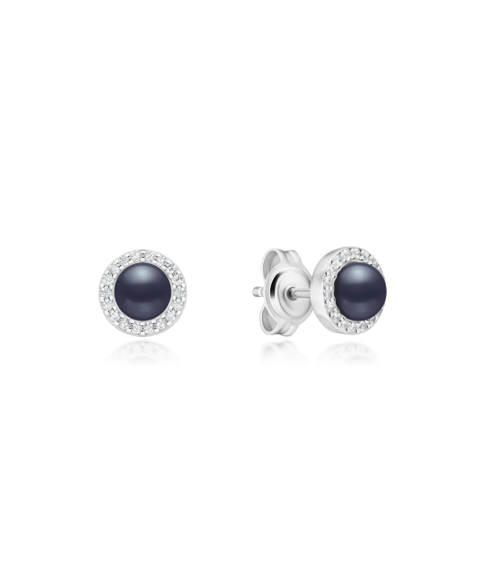 Sterling silver earrings with pearls and zircons