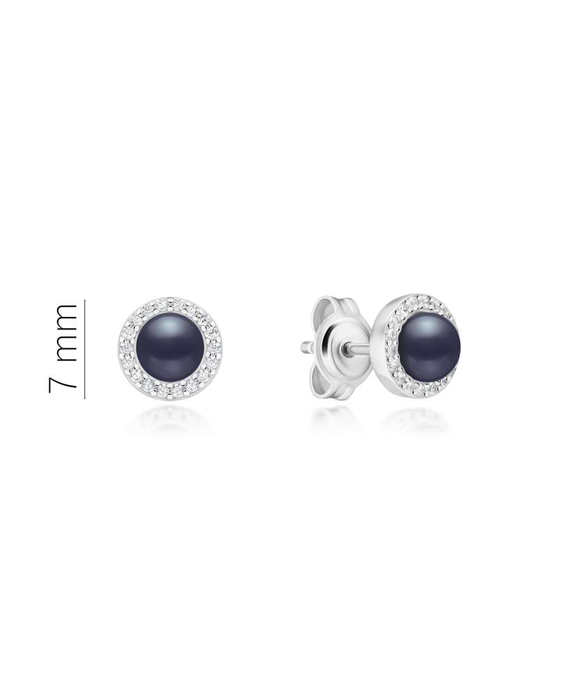 Sterling silver earrings with pearls and zircons
