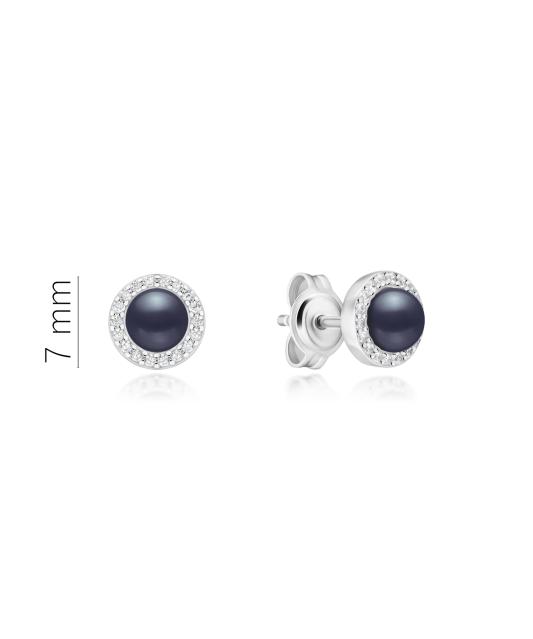 Sterling silver earrings with pearls and zircons