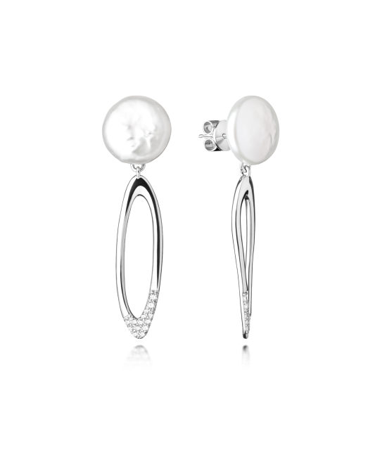 Sterling silver earrings with pearls and zircons