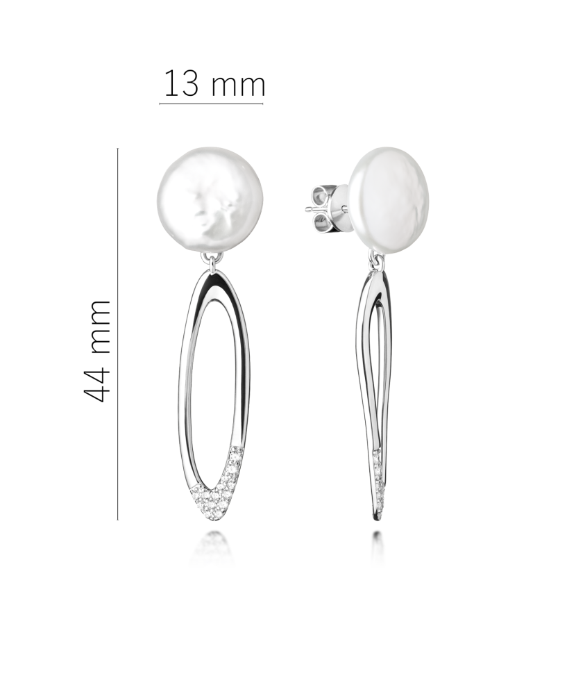 Серьги из серебра с жемчугом и цирконами