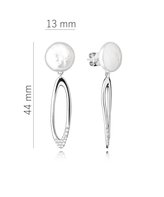 Sterling silver earrings with pearls and zircons