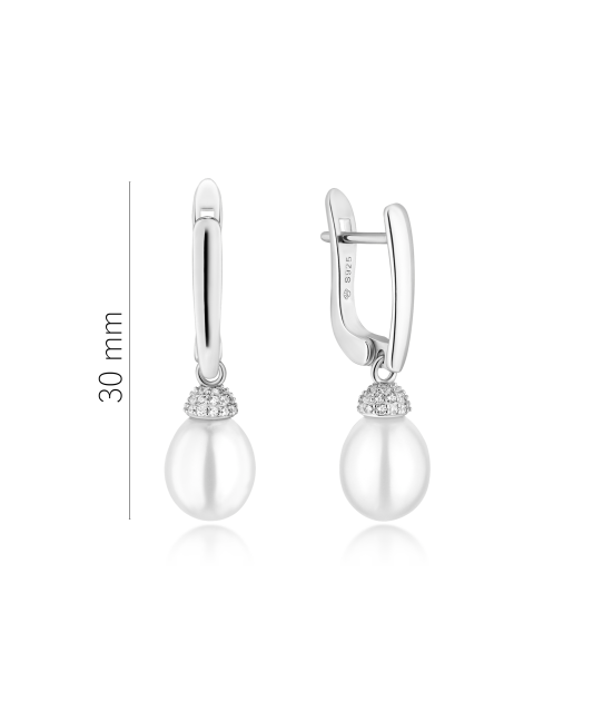 Sterling silver earrings with pearls and zircons