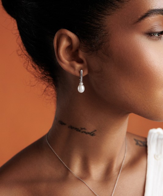 Sterling silver earrings with pearls and zircons