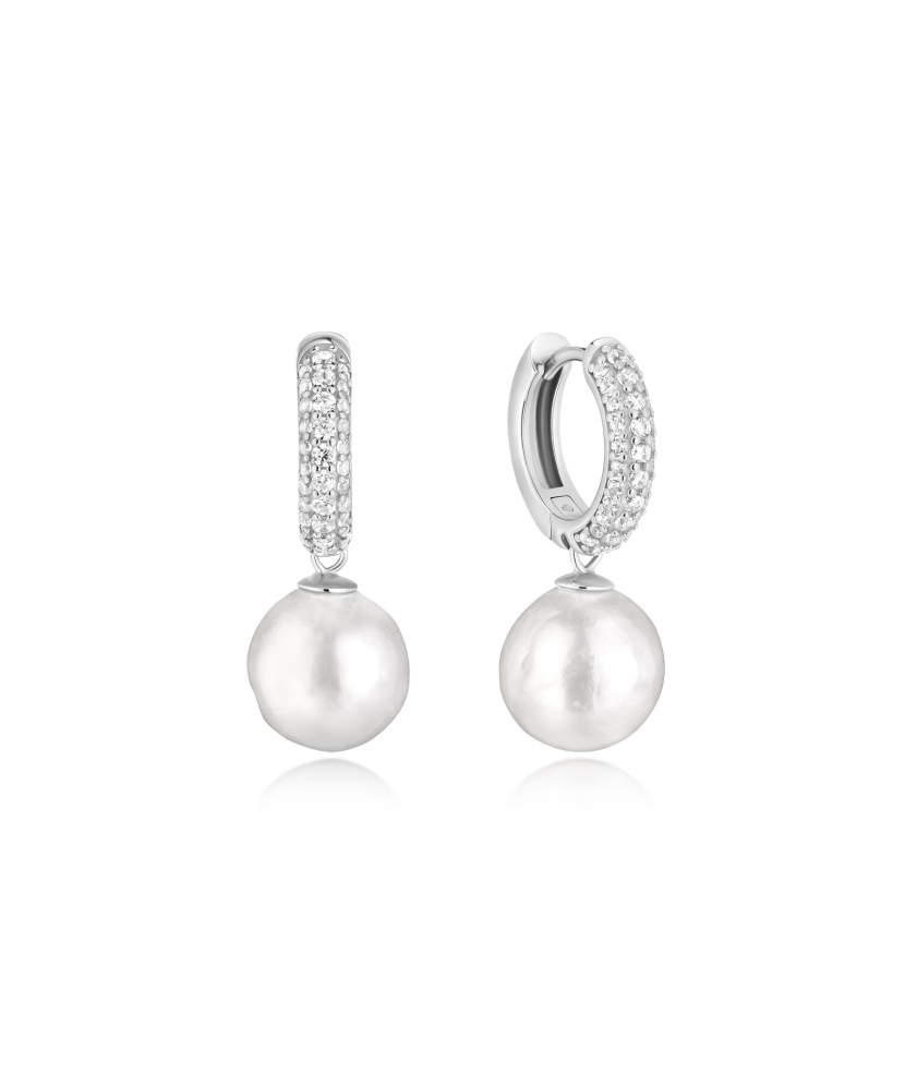 Silver earrings with Edison pearls and cubic zirconia