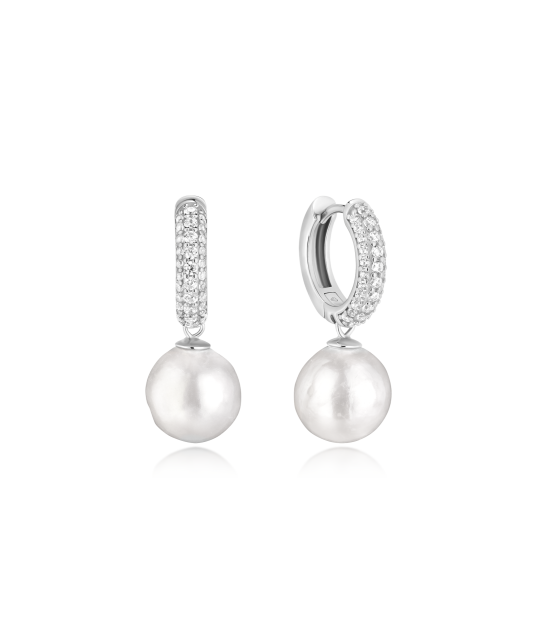 Silver earrings with Edison pearls and cubic zirconia