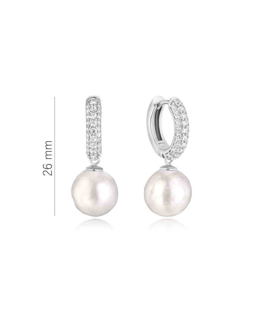 Silver earrings with Edison pearls and cubic zirconia