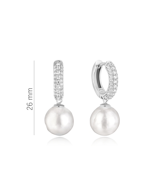 Silver earrings with Edison pearls and cubic zirconia