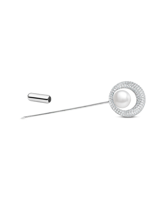 Sterling silver  brooch with pearl and zircons