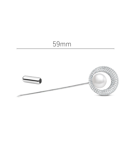 Sterling silver  brooch with pearl and zircons