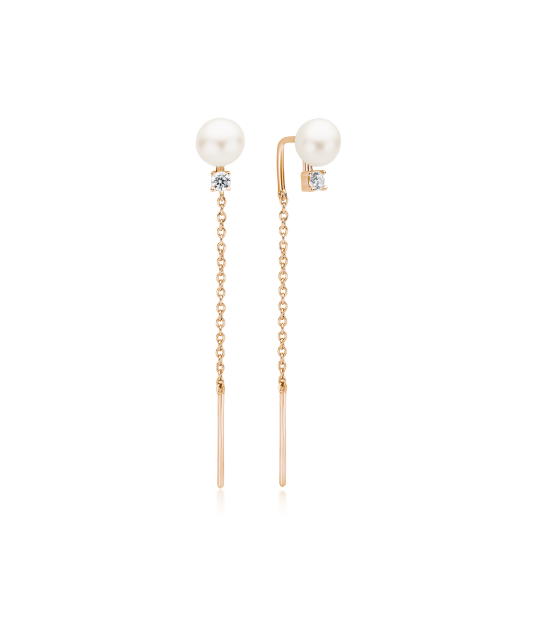 Gilded sterling silver earrings with pearls and zircons