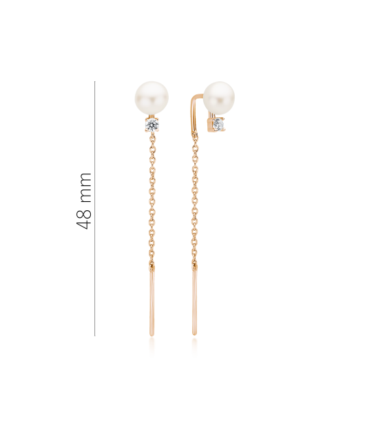 Gilded sterling silver earrings with pearls and zircons