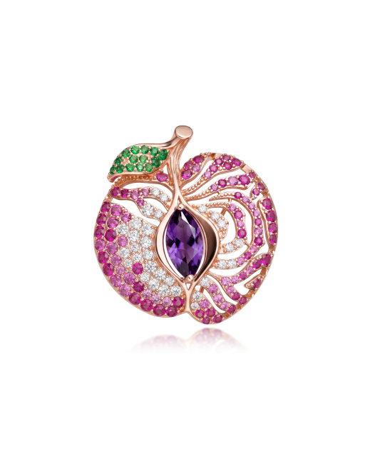 Glided  sterling Silver brooch with zircons