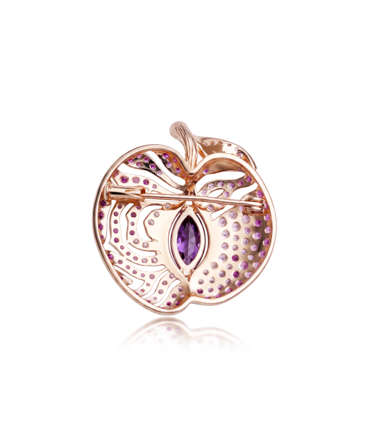 Glided  sterling Silver brooch with zircons