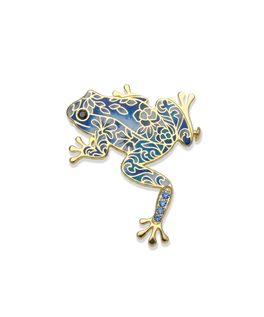 Glided  sterling Silver brooch with zircons