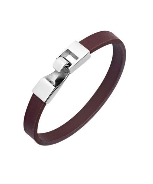 Leather bracelet with stainless steel