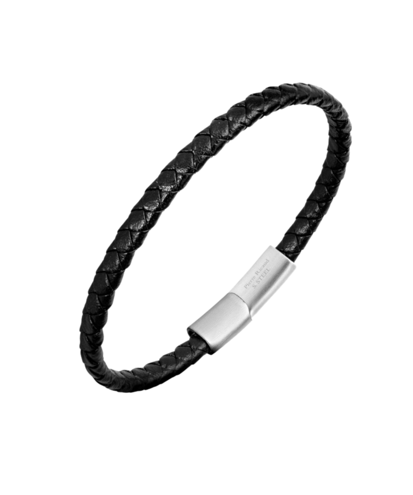 Leather bracelet with stainless steel