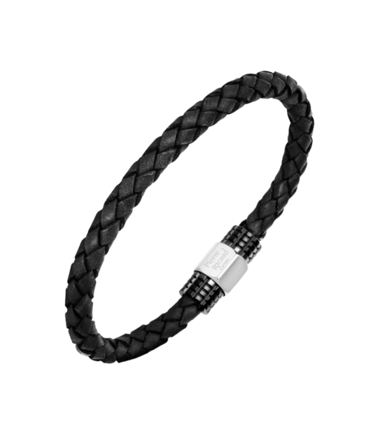 Leather bracelet with stainless steel