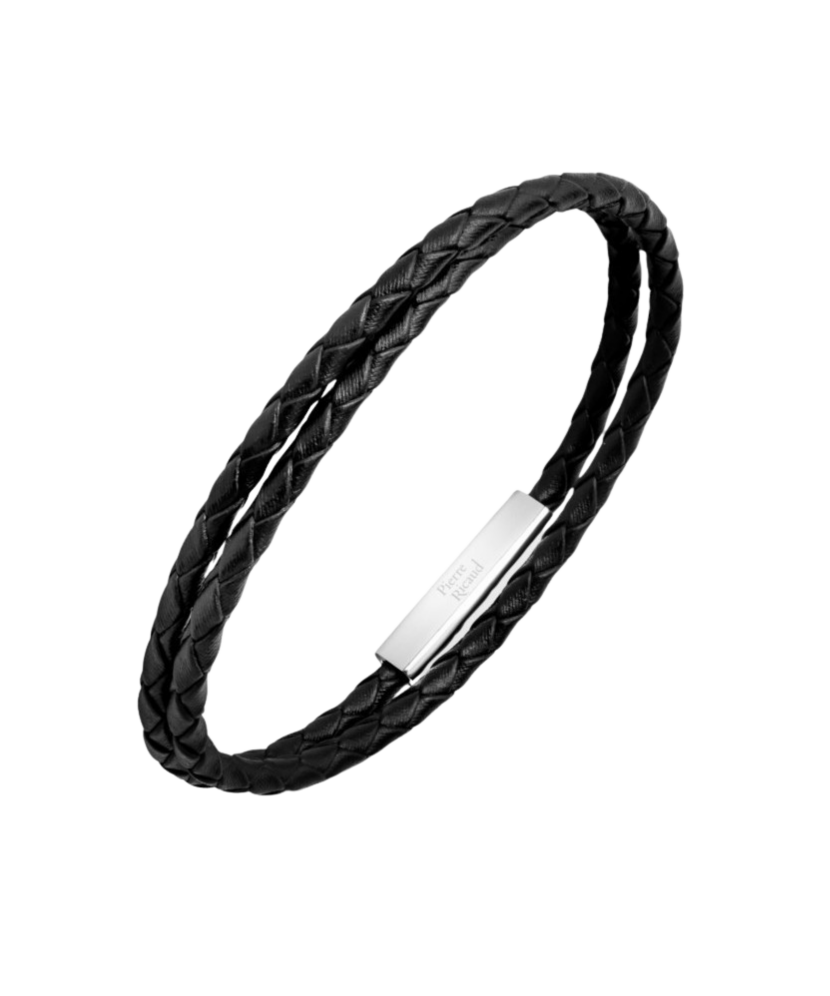 Leather bracelet with stainless steel
