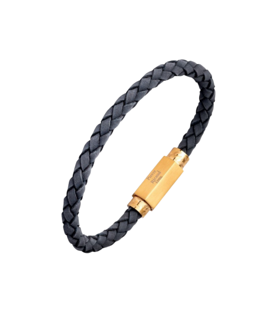 Leather bracelet with stainless steel