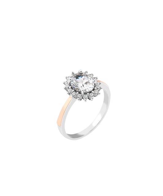 Sterling silver ring gold plated with zircons