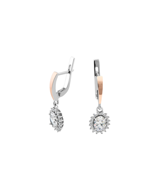 Sterling silver earrings gold plated with zircons