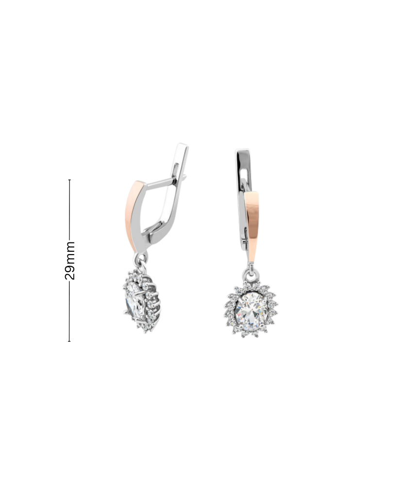 Sterling silver earrings gold plated with zircons