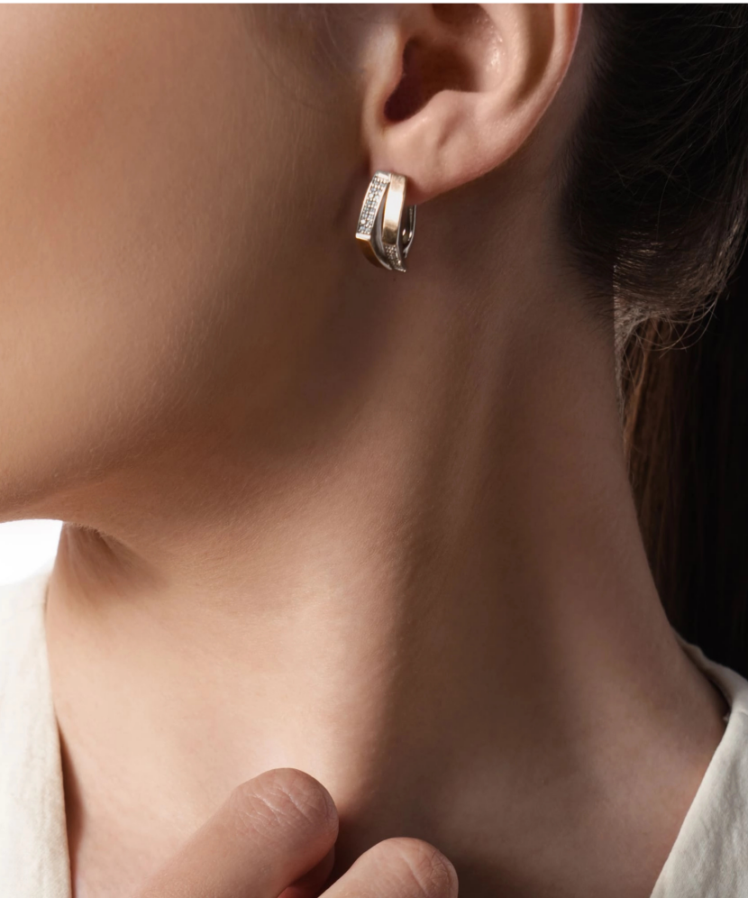 Sterling silver earrings gold plated with zircons