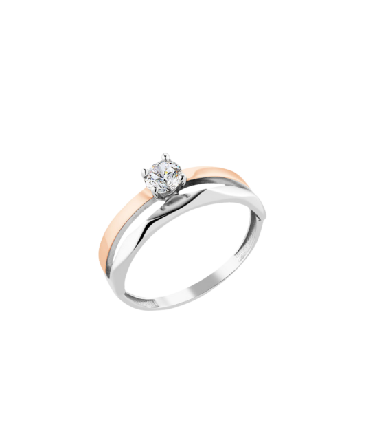Sterling silver ring gold plated with zircons