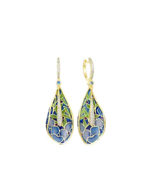 Gilded sterling silver earrings with zircons