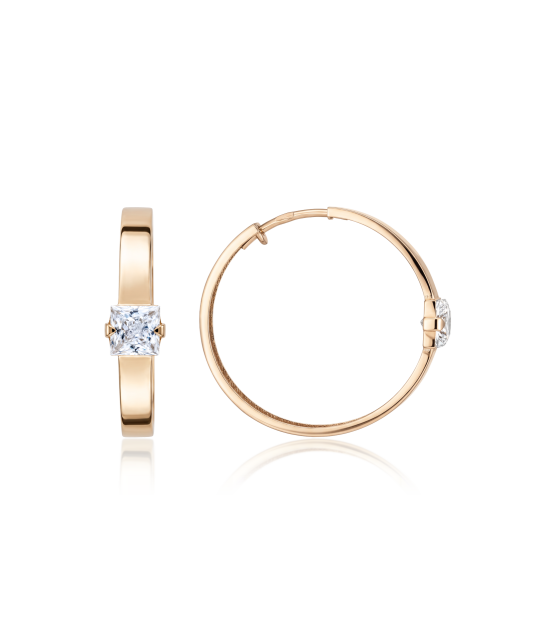Gold earrings with zircons