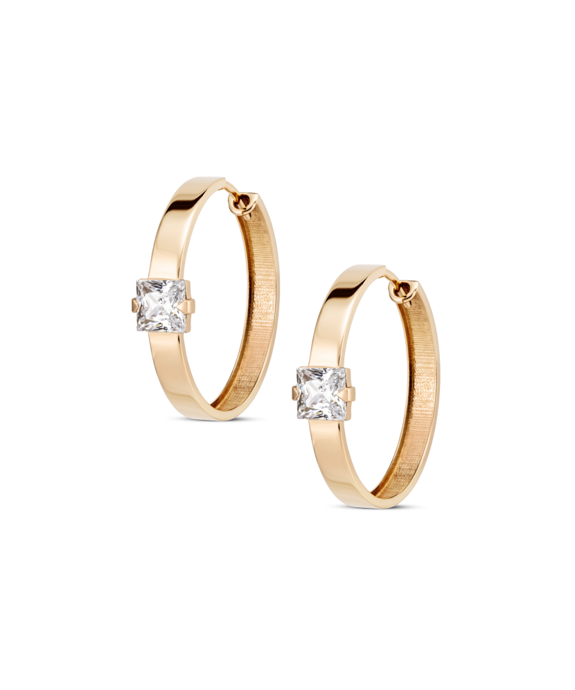 Gold earrings with zircons