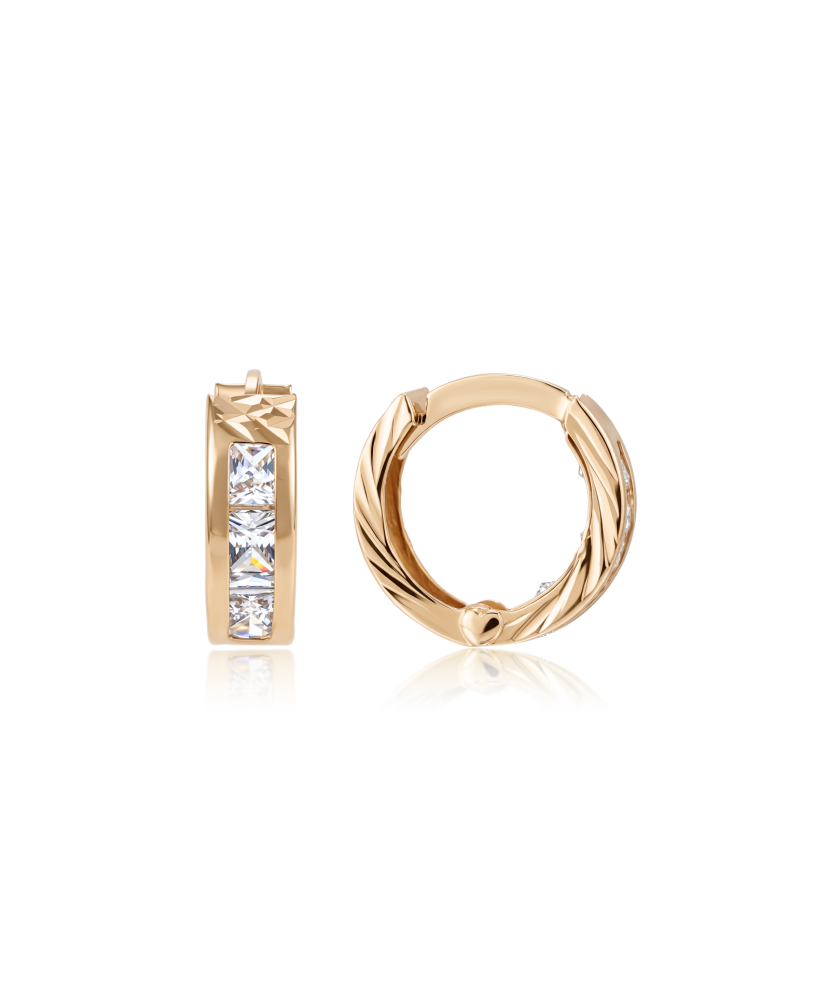 Gold earrings with zircons
