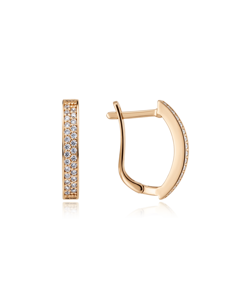 Gold earrings with zircons