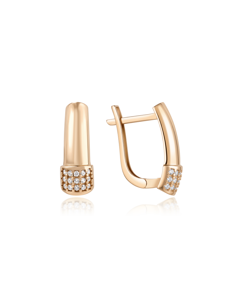 Gold earrings with zircons