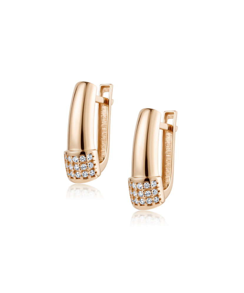 Gold earrings with zircons