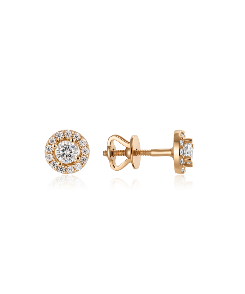 Gold earrings with zircons